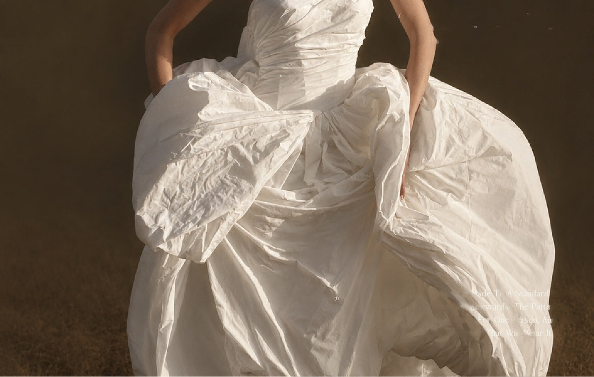 Crushed silk taffeta wedding dress skirt from the Tender collection
